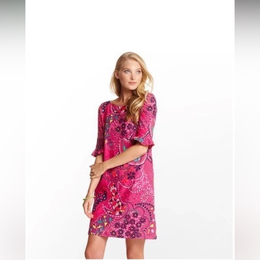 LILLY PULITZER Pink Somerset Sophie Paisley Ruffle Sleeve Dress in Size XS